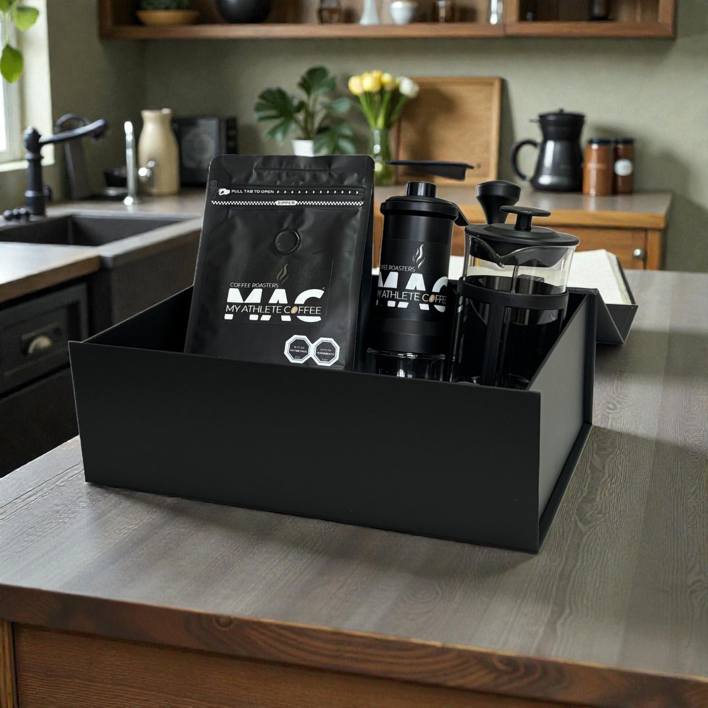 Box Navideño – Café + Molinillo + Prensa Francesa